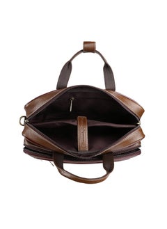 HAMMONDS FLYCATCHER HAMMONDS FLYCATCHER Genuine Leather Expandable Office Bag for Men with Trolley Strap - Adjustable Strap - 15.6 Inch Leather Laptop Bag for Men - Leather Bag for Men with 1 Year Warranty - Brushwood  - Image 4