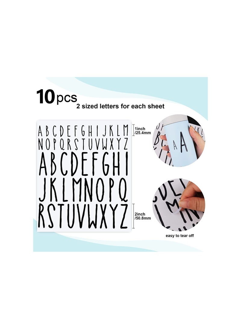 SYOSI 520Pieces 10 Sheets Letter Stickers, Large Black Vinyl Letter Stickers, Alphabet Decals for Scrapbooking, Water Bottles, Mailbox, Kitchen Jars, Graduation Cap, Self Adhesive, 2 in  1In Tall - Image 3