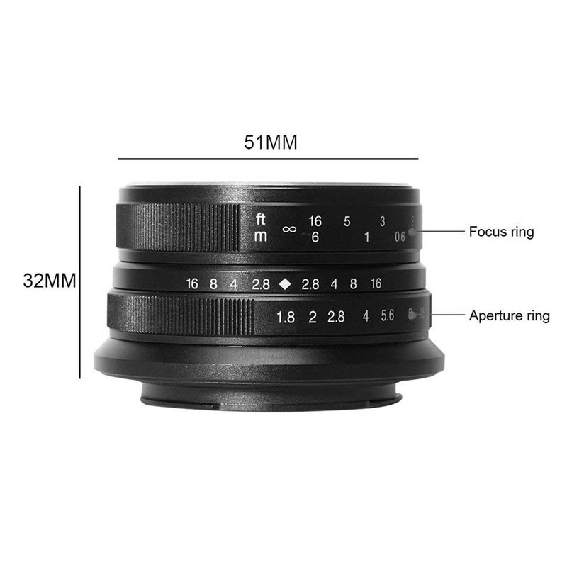 7artisans 25mm F1.8 Manual Focus Lens for Sony E-Mount Cameras Like A7 A7II A7R A7RII A7S A7SII A6500 A6300 A6000 A5100 A5000 EX-3 NEX-3N NEX-3R NEX-F3K NEX-5 NEX-5N - Black - Image 3