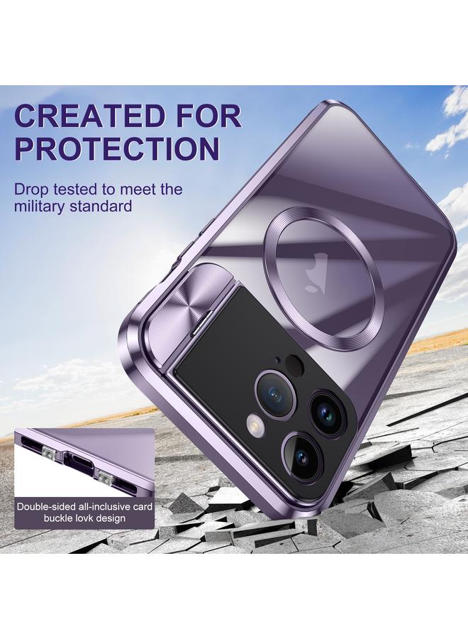 S-TOP Case For iPhone 14 Pro Large Window Holder MagSafe Magnetic Metal Phone Case - Image 4