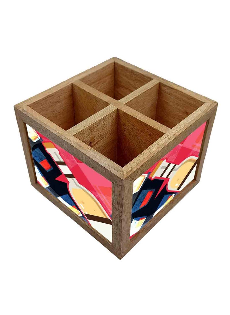 Nutcase Nutcase Wooden Cutlery Stand Holder Silverware Caddy Spoons Forks Knives Organizer for Dining Table Kitchen Made in IndiaSpoons NOT Included Bottles Pink  - Image 2