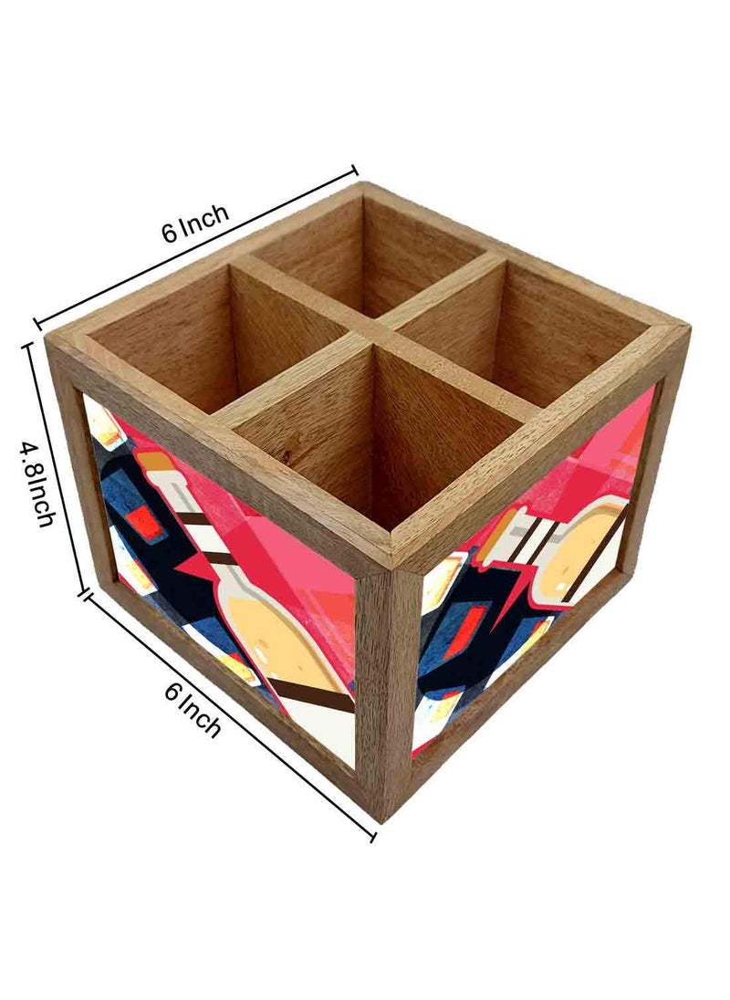Nutcase Nutcase Wooden Cutlery Stand Holder Silverware Caddy Spoons Forks Knives Organizer for Dining Table Kitchen Made in IndiaSpoons NOT Included Bottles Pink  - Image 4