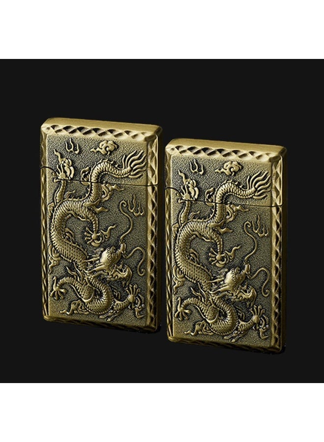 2 Pack Torch Lighters Butane Refillable Adjustable Jet Flame Torch Lighter, Windproof, Safe,Classic 3D Engraving Pattern Pocket Lighters (Without Butane) (Copper 2pack) - Image 3