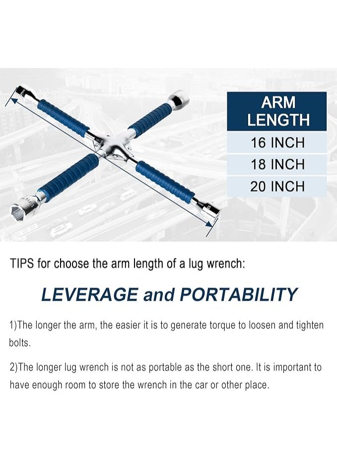 Professional 16" Four Way Lug Wrench – Heavy-Duty, Non-Slip & Easy-to-Use Wheel Spanner for Daily Car Maintenance - Image 2