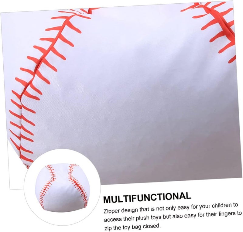 خدمة توصيل محلية متكاملة 1 حقيبة تخزين الحيوانات المحشوة على شكل بيسبول مع سحاب، كرسي حبوب لتخزين منظم وظيفي للقراءة والاسترخاء واللعب مخزون يدعم الطلب المتزايد نماذج كلاسيكية - Image 3