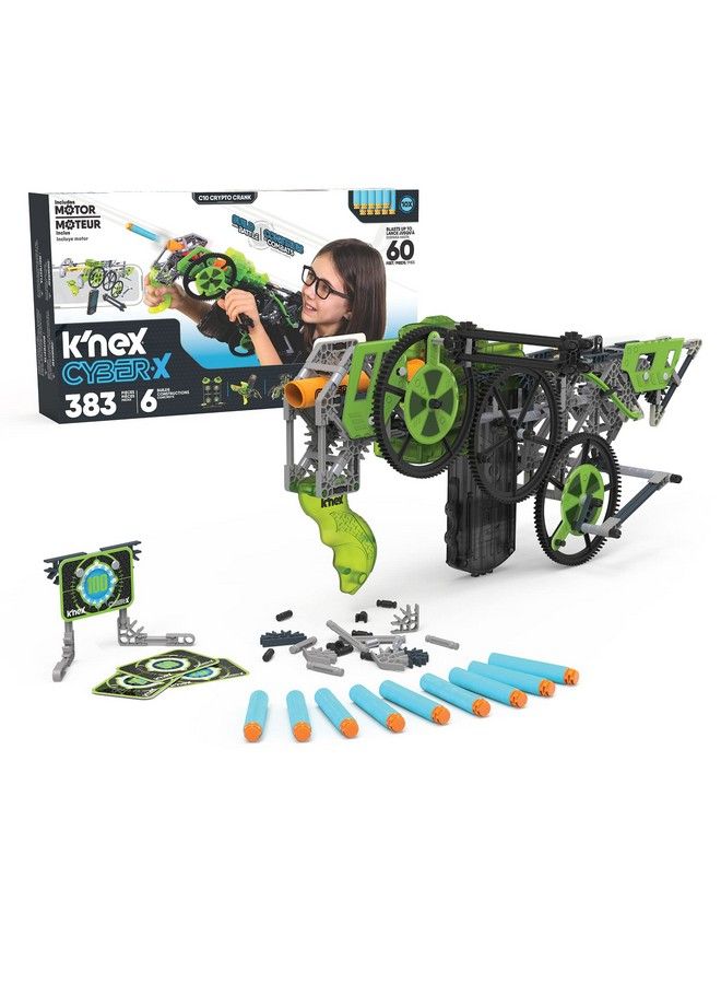 K'NEX Cyberx C10 Crypto Crank With Motor Blasts Up To 60 Ft 383 Pieces 6 Builds Targets 10 Darts Great Gift Kids 8+ - Image 1