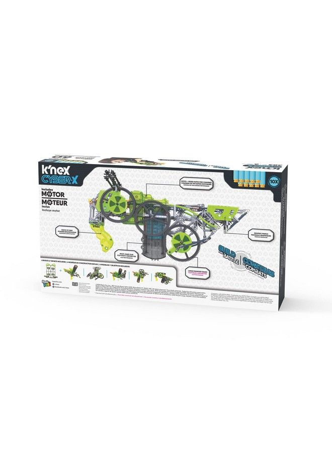 K'NEX Cyberx C10 Crypto Crank With Motor Blasts Up To 60 Ft 383 Pieces 6 Builds Targets 10 Darts Great Gift Kids 8+ - Image 4