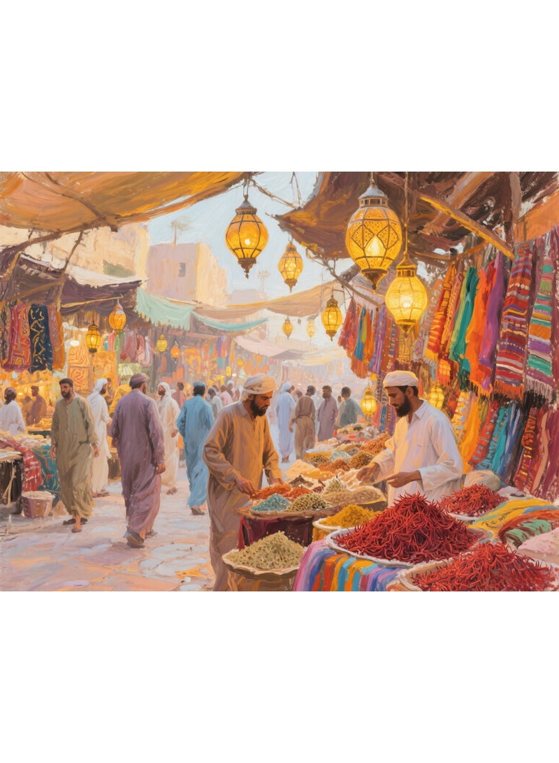 1000 قطعة من لوحة زيت مونيه أسلوب لغز سوق التوابل في دبي - تجربة فنية ملونة - Image 1