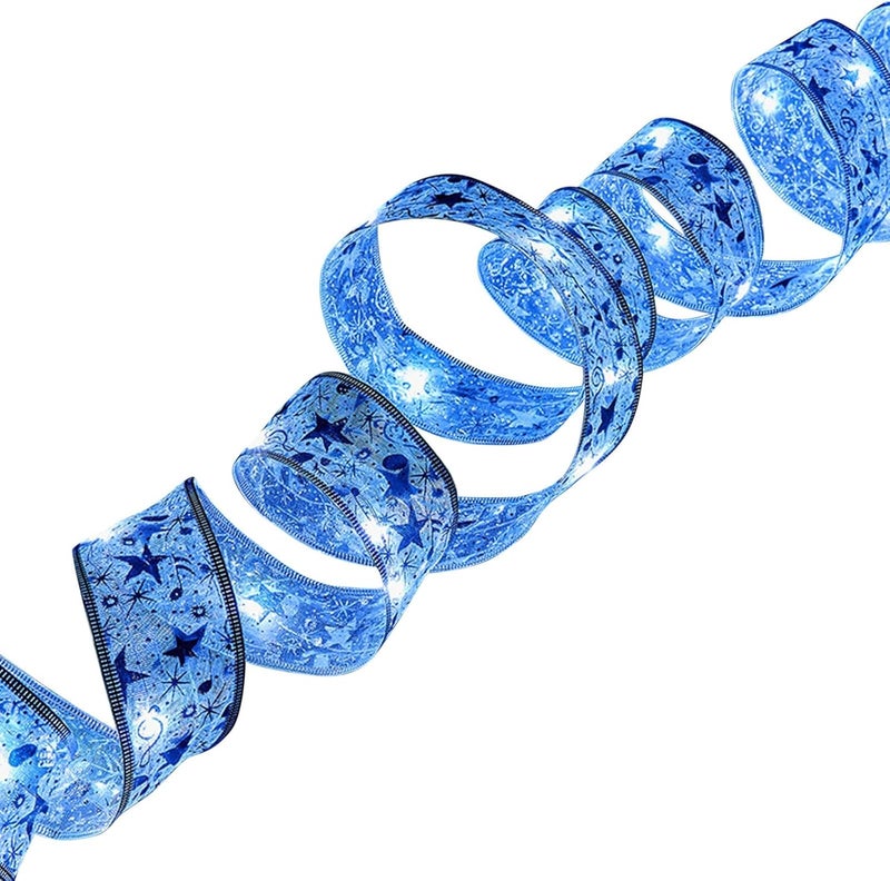 klarako 393.7IN Christmas Ribbon Lights 100 LED Lights Double Layer Copper Wire Ribbon Bows Fairy Strings Lights for Weddings New Year Christmas Tree Decorations, Christmas Tree Ribbon String Lights (G) - Image 1