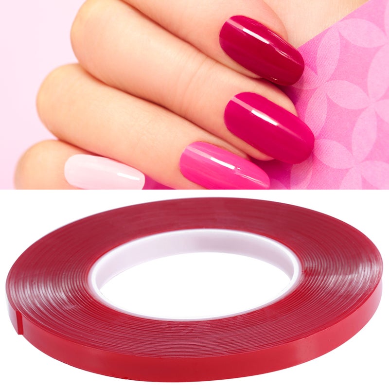 10m Nail Art Adhesive Double sided Tape Red Film Clear Tape for Nail Display Lens Manicure Tool - Image 1