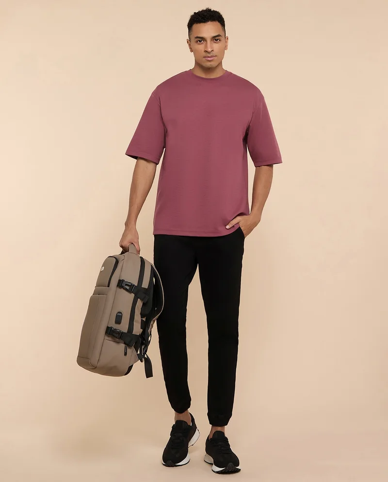 R&B Solid T-Shirt with Crew Neck and Short Sleeves