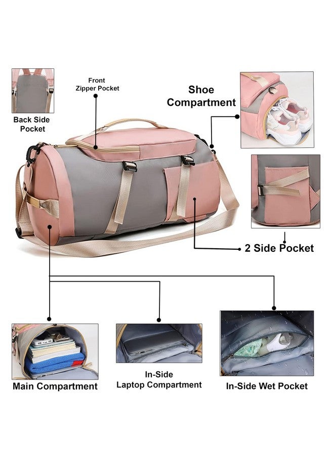 ستوريت حقيبة دافل صغيرة مستوردة خفيفة الوزن مقاومة للماء من نايلون ستوريت 25 سم، حقيبة ظهر للسفر للنساء مع جيب منفصل للأحذية وجيب منفصل للملابس المبللة، حقيبة ظهر لحمل الأمتعة - (43 × 25 × 26 سم) - Image 3