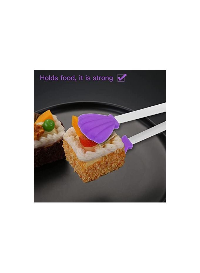 Spaceshoop Silicone Mini Tongs Stainless Steel Serving Food Tongs with Silicone Tips for Sugar Cubes Ice Appetizers Toaster  - Image 3