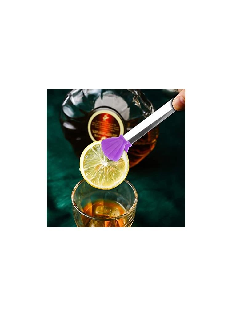 Spaceshoop Silicone Mini Tongs Stainless Steel Serving Food Tongs with Silicone Tips for Sugar Cubes Ice Appetizers Toaster  - Image 2