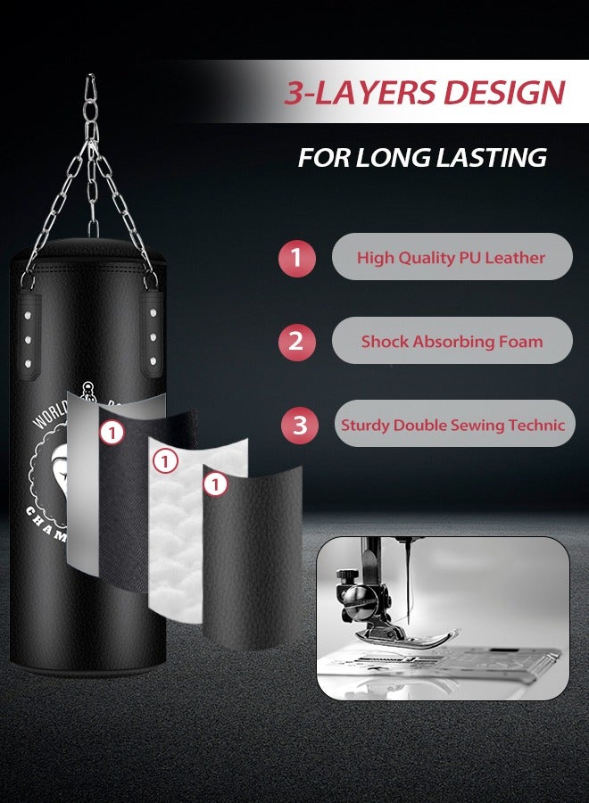 Generic (Empty) 60CM Punching Bag for Kids, PU Leather Boxing Bag Set with Chain, Boxing MMA Kickboxing Muay Thai Karate - Image 5