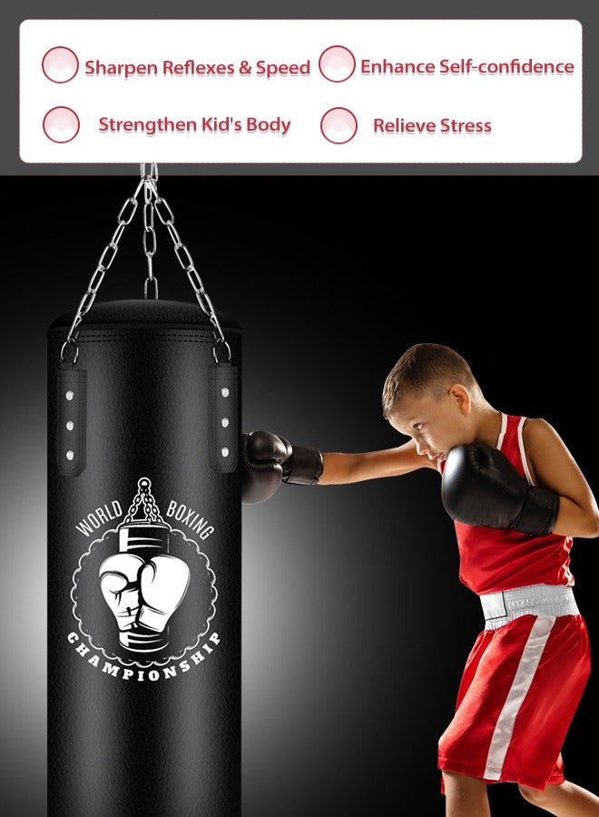 Generic (Empty) 60CM Punching Bag for Kids, PU Leather Boxing Bag Set with Chain, Boxing MMA Kickboxing Muay Thai Karate - Image 3