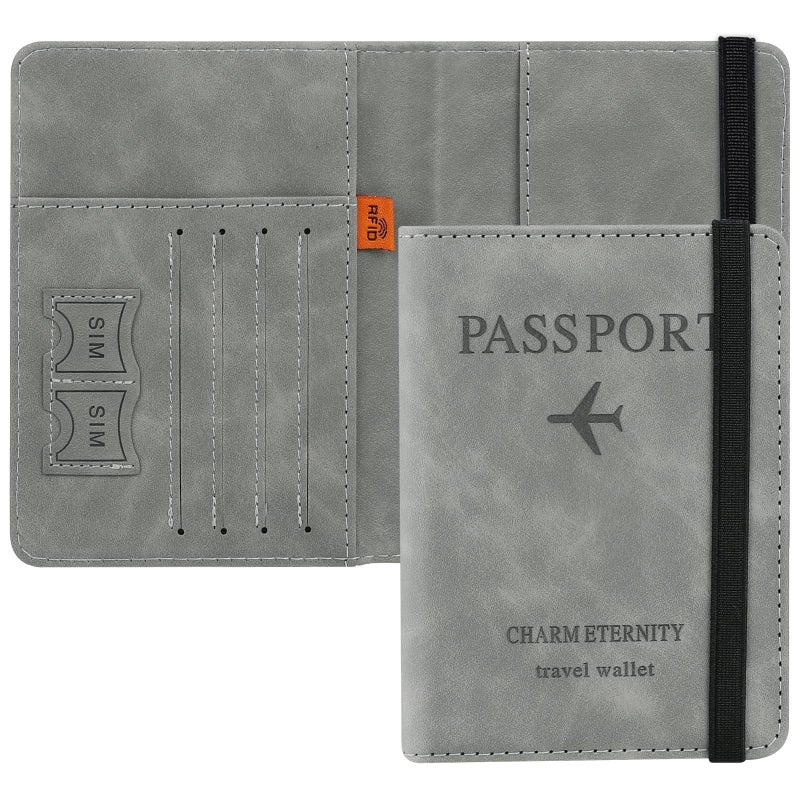 PU Passport Holder with RFID Blocking, Travel Document Wallet Case for Men and Women (Green) - Image 1