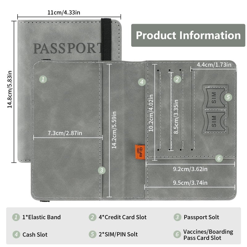 PU Passport Holder with RFID Blocking, Travel Document Wallet Case for Men and Women (Green) - Image 4