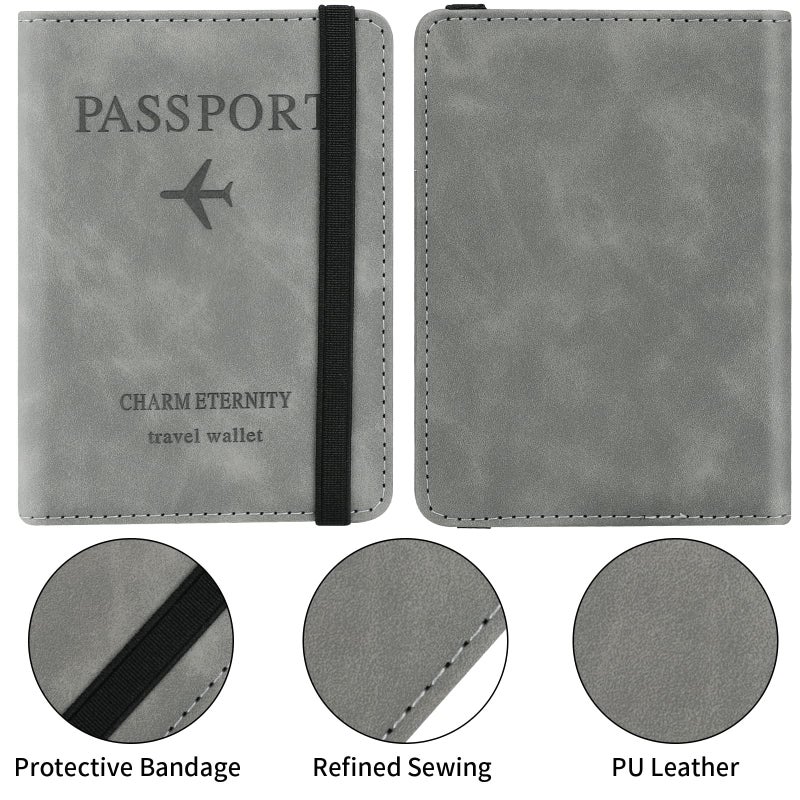 PU Passport Holder with RFID Blocking, Travel Document Wallet Case for Men and Women (Green) - Image 5