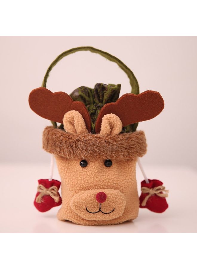 حقيبة هدايا مزينة بني/أخضر/أحمر