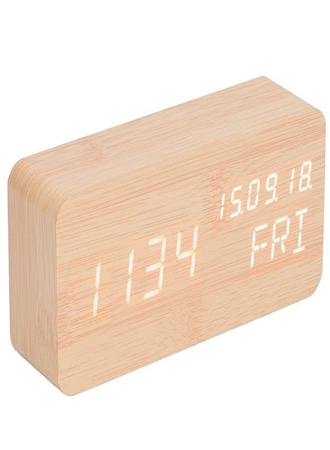 VENTRICE “Modern Wooden LED Digital Clock with Time, Date & Day Display - Minimalist Wood Finish Desk & Bedside Alarm Clock, Soft Bright LED, USB Powered, Stylish Home & Office Decor Clock” - Image 1