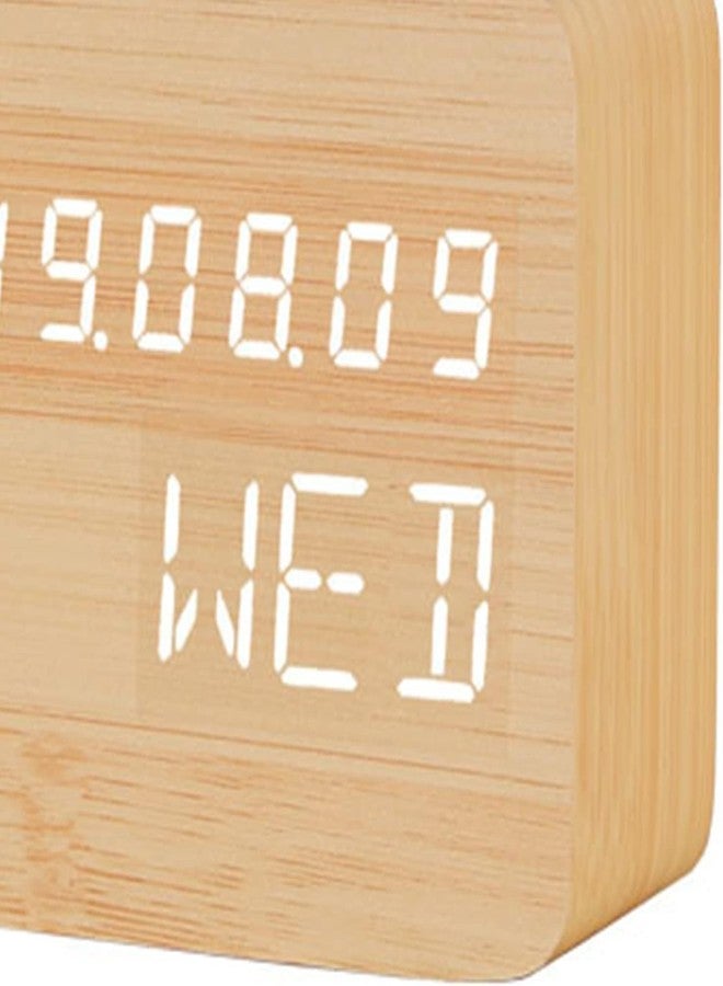 VENTRICE “Modern Wooden LED Digital Clock with Time, Date & Day Display - Minimalist Wood Finish Desk & Bedside Alarm Clock, Soft Bright LED, USB Powered, Stylish Home & Office Decor Clock” - Image 4