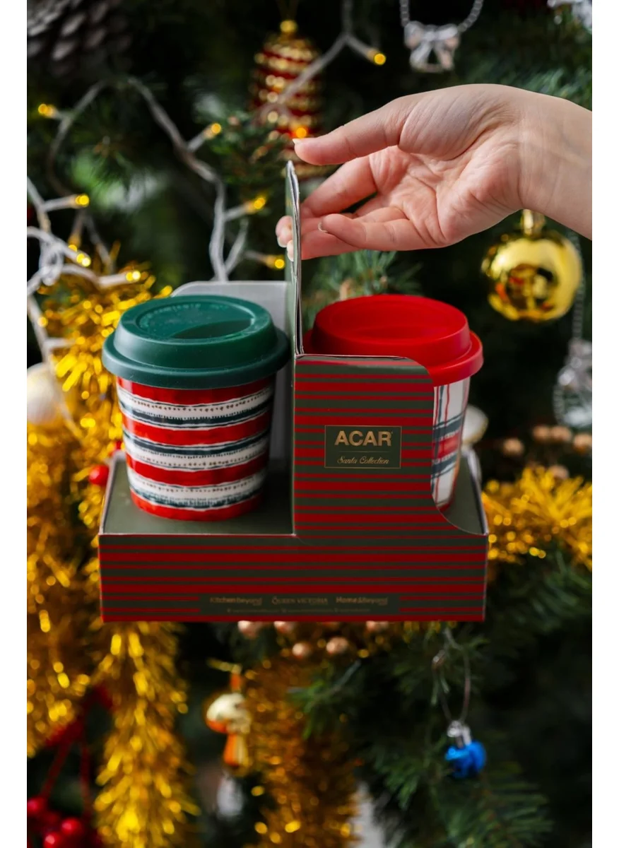 أكار Santa 2 Person Lidded Mug Set - 385 ml