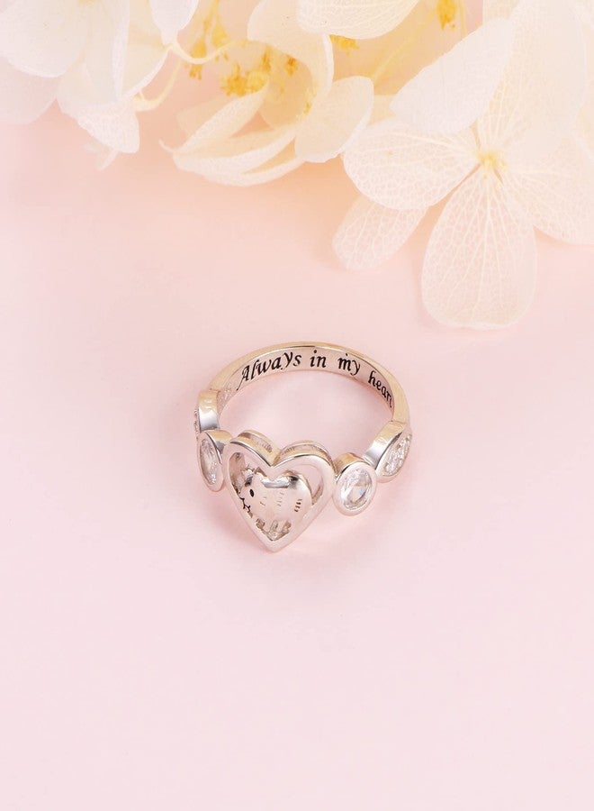 Yearace 925 Sterling Silver Cute Animal Always in My Heart Guinea Pig Pet Hamster Ring for Women Daughter Memorial Gift, Size 8 - Image 3