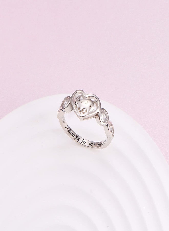 Yearace 925 Sterling Silver Cute Animal Always in My Heart Guinea Pig Pet Hamster Ring for Women Daughter Memorial Gift, Size 8 - Image 2