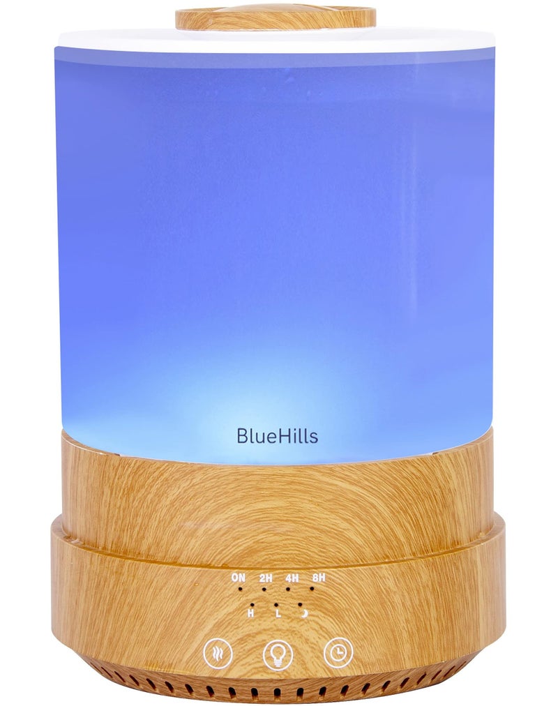 BlueHills BlueHills Premium 2500 ML XL Essential Oil Diffusers for Large Room Aromatherapy Fragrance Diffuser Humidifier Combo High Mist Large air Diffuser for Essential Oils for Home Light Wood Grain F005 