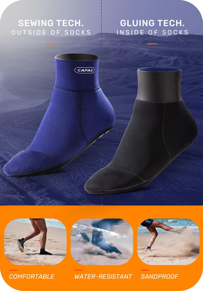 CAPAS 2mm Neoprene Sand Socks, Beach Volleyball Sand Proof Outdoor Socks, Wetsuit Diving Water Socks Keep Warm for Men Women - Image 3