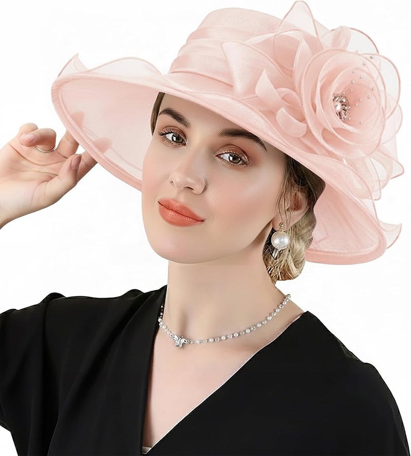 DRESHOW Fascinators Hat Flower Mesh Ribbons Feathers on a Headband and a Clip Tea Party Headwear for Girls and Women - Image 1