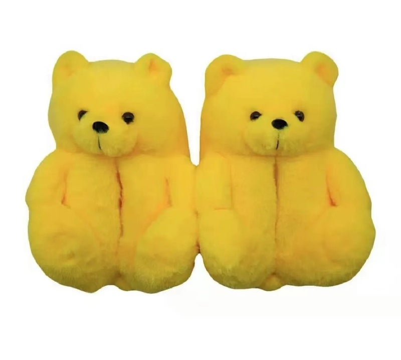 Y&D Price Fluffy Warm Kids Lady Size Teddy Bear Shape Animal Cartoon Winter Indoor Soft Slipper Shoes - Image 4