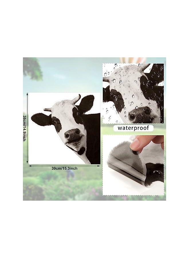 Excefore Decals For Living Room Door Farm Kitchen Decor, Funny Cow Wall Decal, Window Stickers, Animal Wall Decals, Realistic Peeking Cow Print Stickers For Bedroom Decor, (4Pcs, Cow) - Image 3
