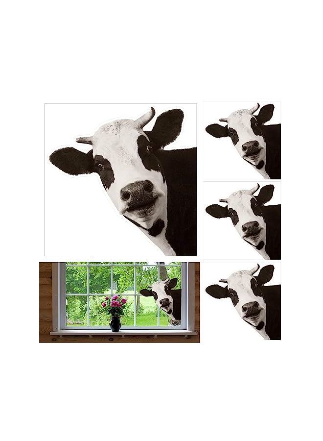 Excefore Decals For Living Room Door Farm Kitchen Decor, Funny Cow Wall Decal, Window Stickers, Animal Wall Decals, Realistic Peeking Cow Print Stickers For Bedroom Decor, (4Pcs, Cow) - Image 2