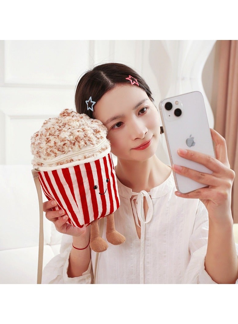 Imitation popcorn crossbody bag doll plush toy to meet the basic needs of travel girls birthday gifts  - Image 2