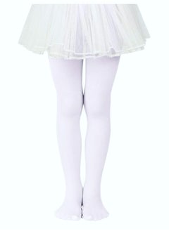 Perfectory School Uniform Tights for Girls Ballet Dance Footed Tight Ultra Soft-White-3 Pairs  - Image 3