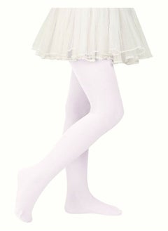 Perfectory School Uniform Tights for Girls Ballet Dance Footed Tight Ultra Soft-White-3 Pairs  - Image 2