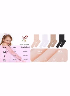 Perfectory School Uniform Tights for Girls Ballet Dance Footed Tight Ultra Soft-White-3 Pairs  - Image 4