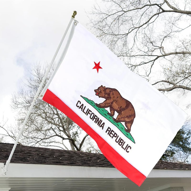 ARSOF California Republic State Flag Embroidery Double Sided 3X5 Outdoor Heavy Duty Cali Bear Flags with Durable Canvas Header and 2 Brass Grommets Vivid Colors CA Flags - Image 2
