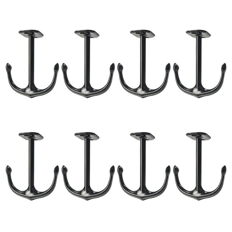 DEEKOUDT Anchor Two Prong Ceiling Hook for Closet Top Bathroom Kitchen Cabinet Garage Pack of 8 Black