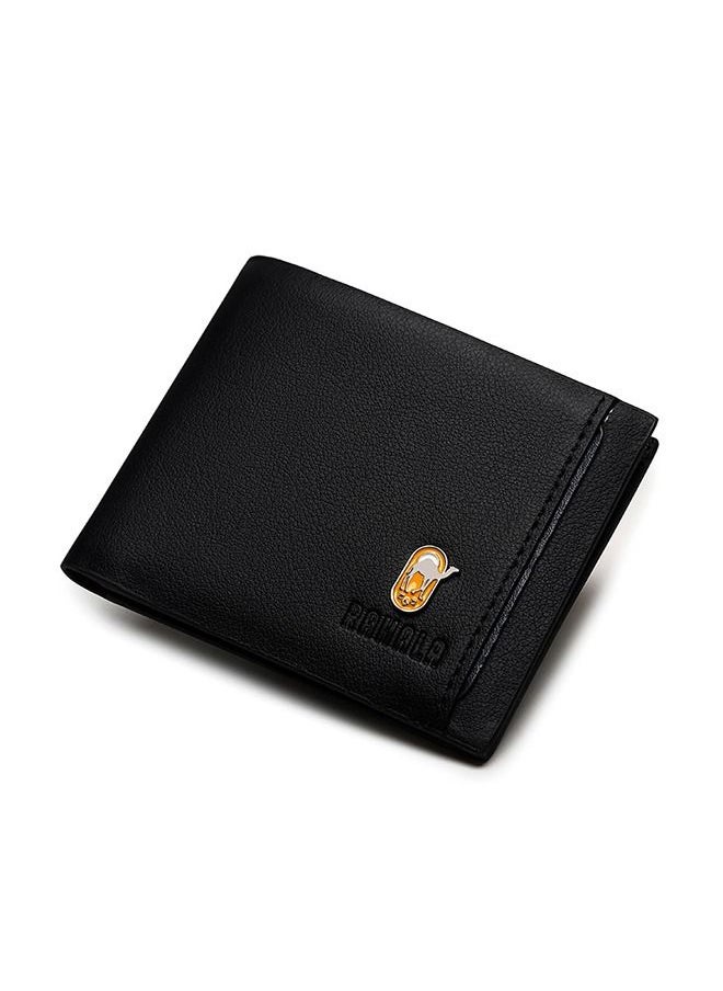 RAHALA RA105 Genuine Leather Multiple Card Slots Casual Bifold Wallet - Black  - Image 1
