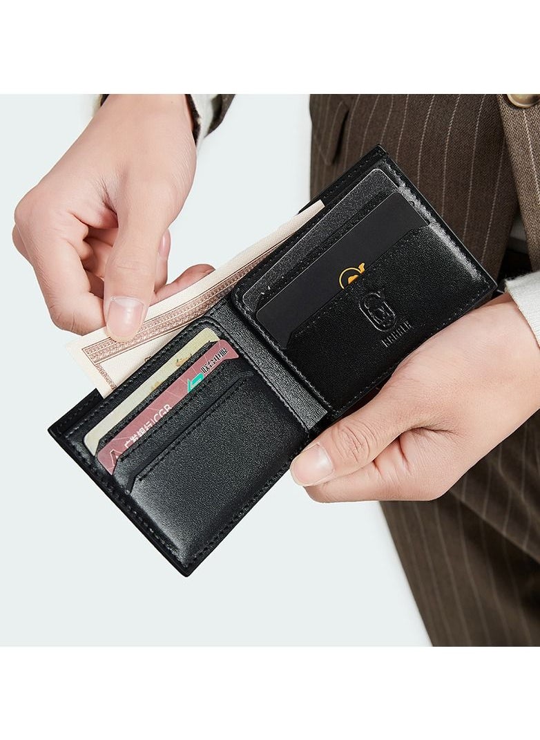 RAHALA RA105 Genuine Leather Multiple Card Slots Casual Bifold Wallet - Black  - Image 5