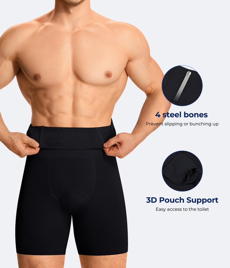 TAILONG Mens Shapewear Tummy Control Underwear Compression Shorts Slimming Body Shaper Leg Boxer Briefs Black - Image 2