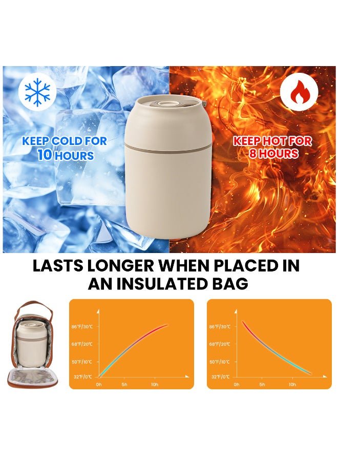 HI-FINE 17.6 OZ Stainless Steel food thermo for hot food, kids lunch insulated food container Double-Walled Vacuum Soup Thermo Keep Hot & Cold 14H (Beige)  - Image 4