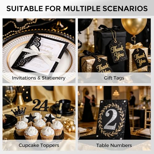 BOOKNOW 27 Sheets Black Glitter Cardstock Paper, 8.27" x 11.7" (A4 Size) Heavyweight Sparkle Paper for Card Making, Graduation Cap Decorations, Birthday Banners & DIY Crafts - Image 5