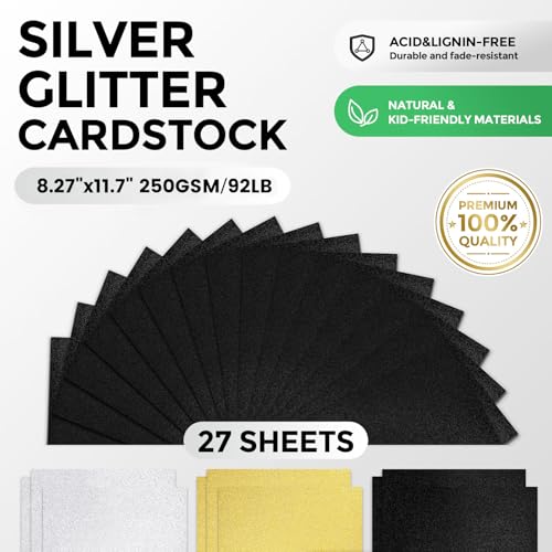 BOOKNOW 27 Sheets Black Glitter Cardstock Paper, 8.27" x 11.7" (A4 Size) Heavyweight Sparkle Paper for Card Making, Graduation Cap Decorations, Birthday Banners & DIY Crafts - Image 2