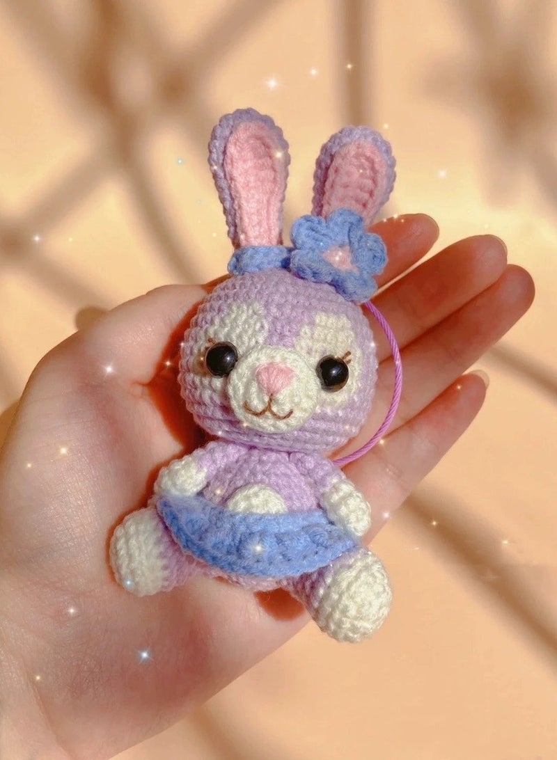 اي اي اي اصنعها بنفسك، كروشيه صوف، أرنب، سلسلة مفاتيح مصنوعة يدويًا، حقيبة مصنوعة يدويًا، هدية - Image 1