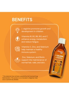 VITAGO Kids L-Arginine Growth Syrup to Increase Height and Multivitamin for Boys - 150ml  - Image 3