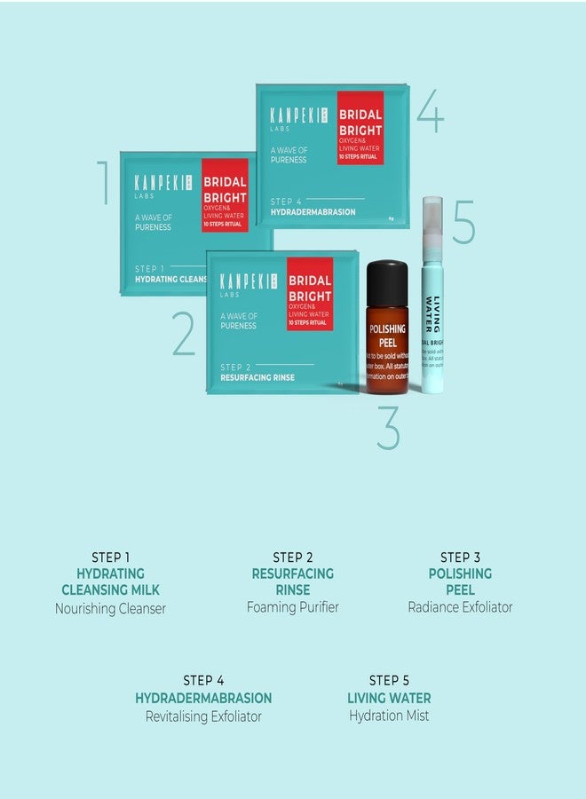 Kanpeki Bridal Bright 10 Step Oxygen Facial Kit with Living Water | Hydrating, Purifying & Youthful Radiance Ritual, Glow & Fine Line Care | Infused with Spirulina & Vital Minerals | Suitable for All Skin Types - Image 5